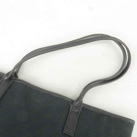 💎✨BEAUTIFUL✨💎 GUCCI Tote Bag Black GG Canvas Leather - Picture 6 of 16